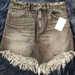Free People Fringe Denim Skirt Gray Size 26